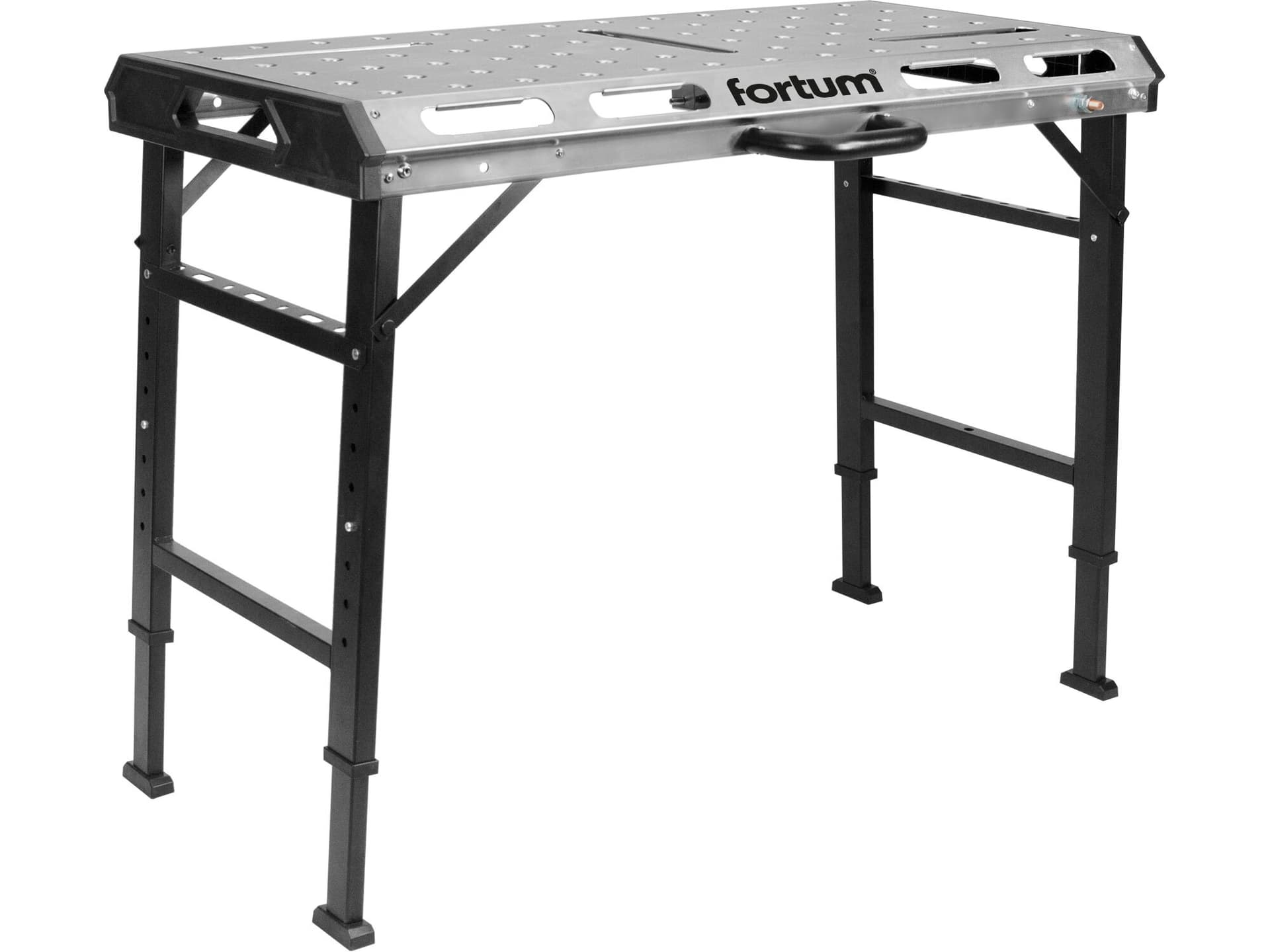 Stůl svařovací skládací, max. 454kg, tloušťka 2mm, 107x53cm, výška 70-93cm, fixační otvory 20mm