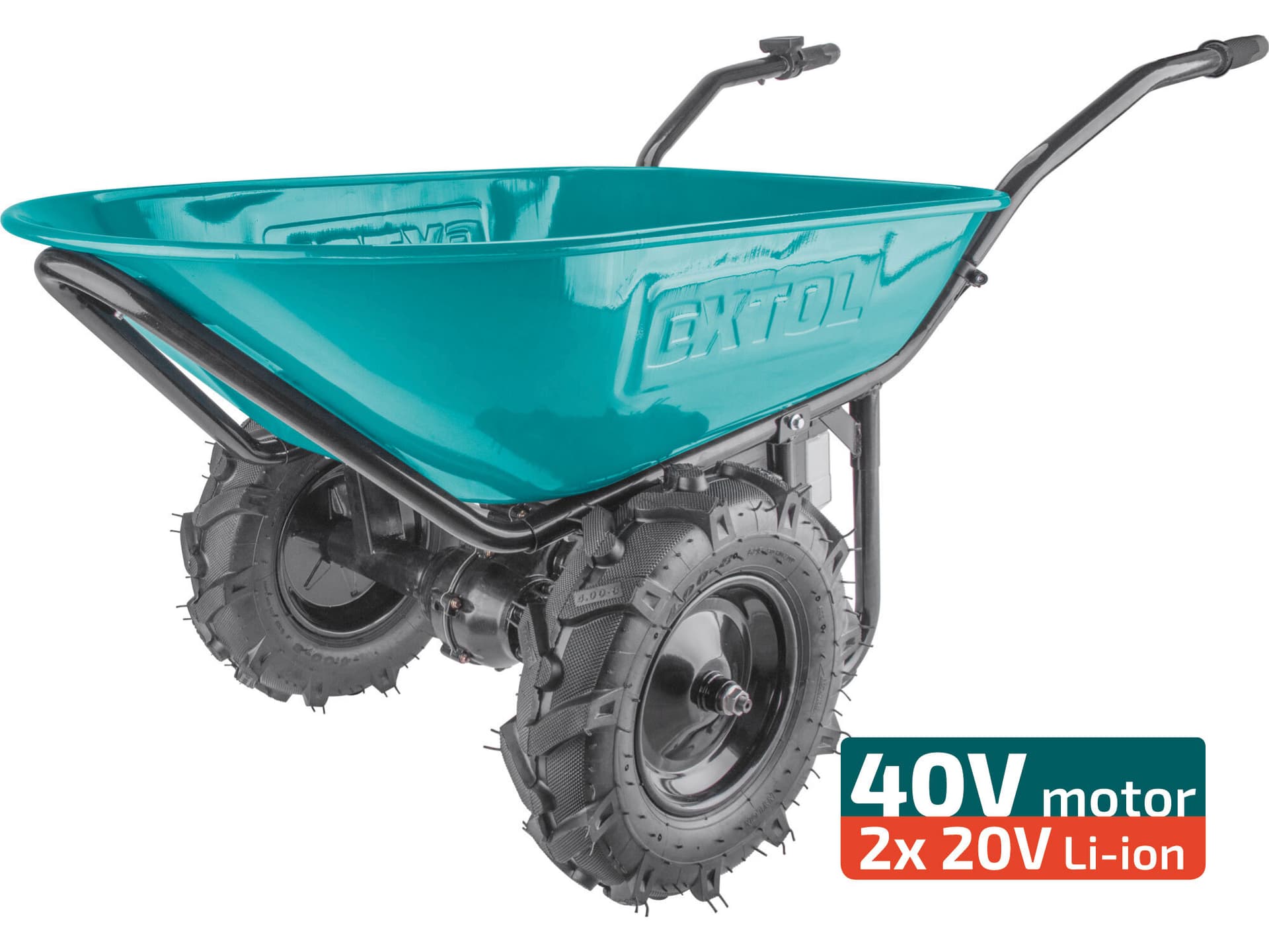 Kolečko na aku pohon dvoukolový Share20V, 2x 6Ah, 100L, max. 260kg
