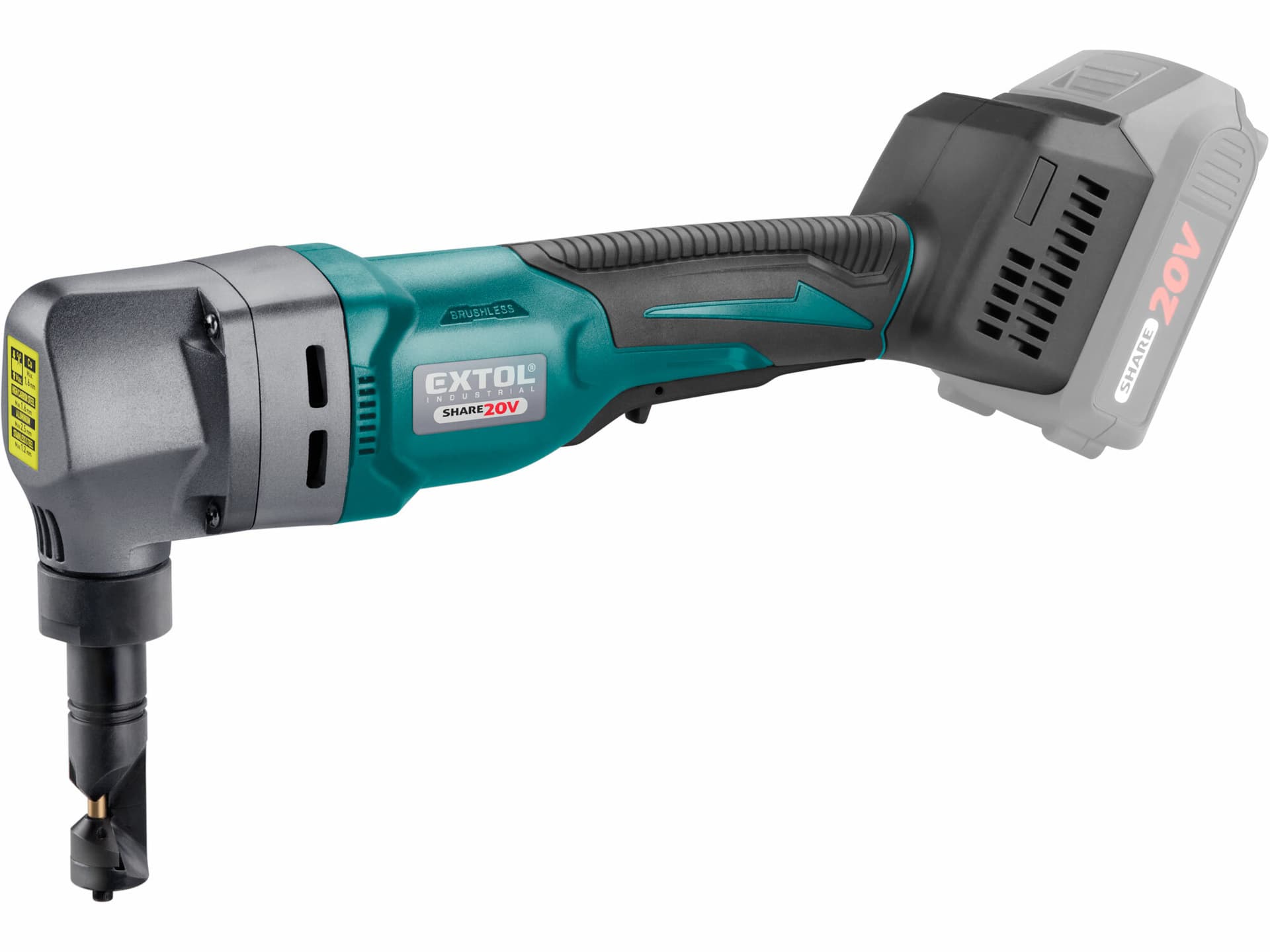 Nůžky na plech vystřihovací aku Share20V, bez aku, max. 2,5mm, bezuhlíkový motor