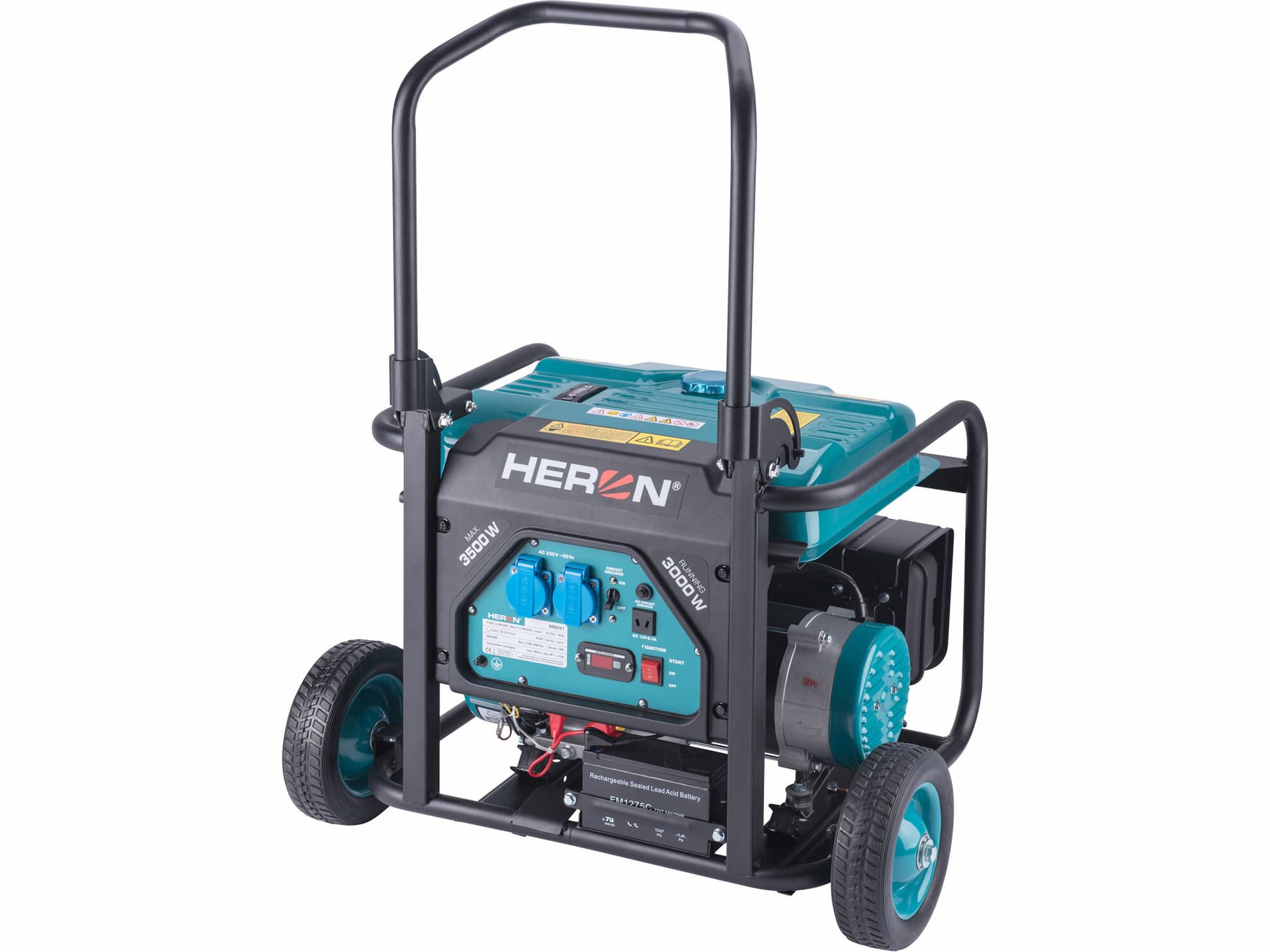 Elektrocentrála rámová benzínová, 230V, 3,5kW, 7,5HP, podvozek, elektrický start