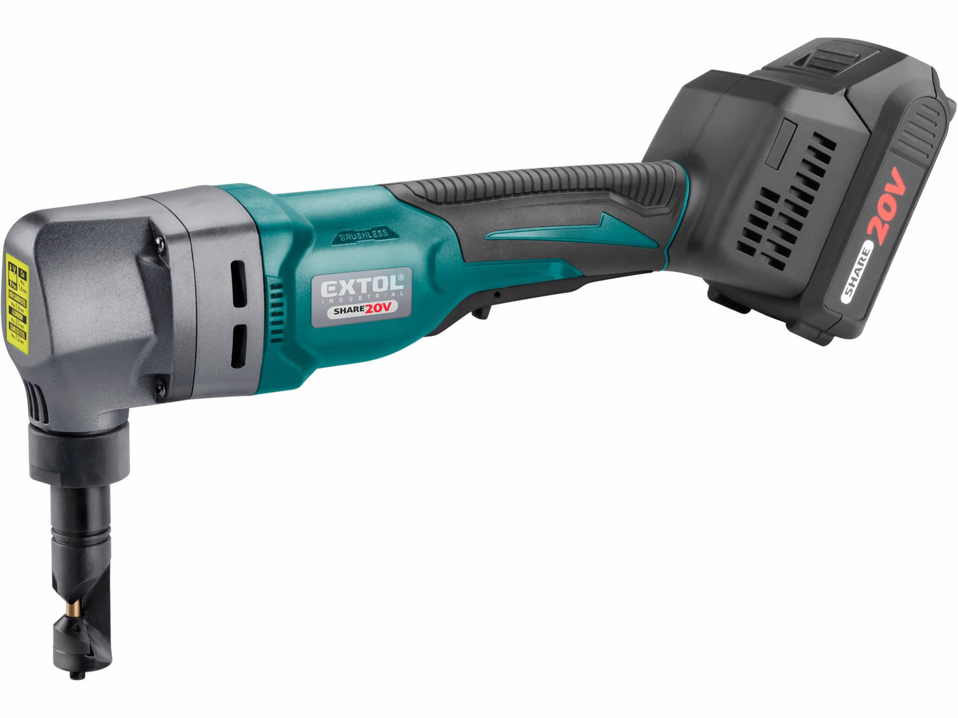 Nůžky na plech vystřihovací aku Share20V, 1x 2Ah, max. 2,5mm, bezuhlíkový motor