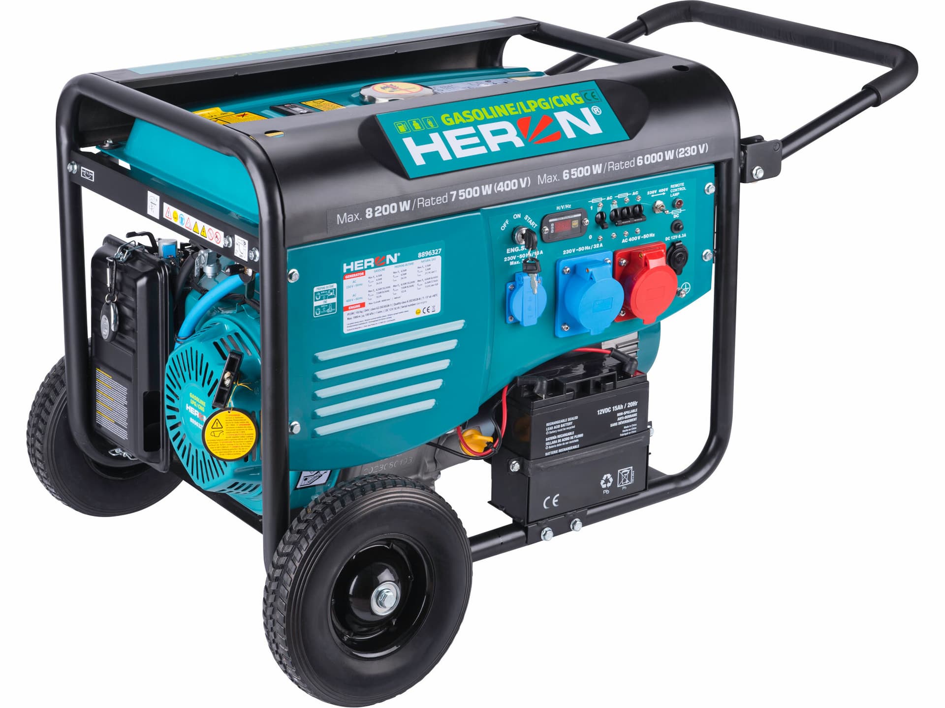 Elektrocentrála benzínová a plynová s dálkovým ovládáním, 3F, 8,2kW, 17HP