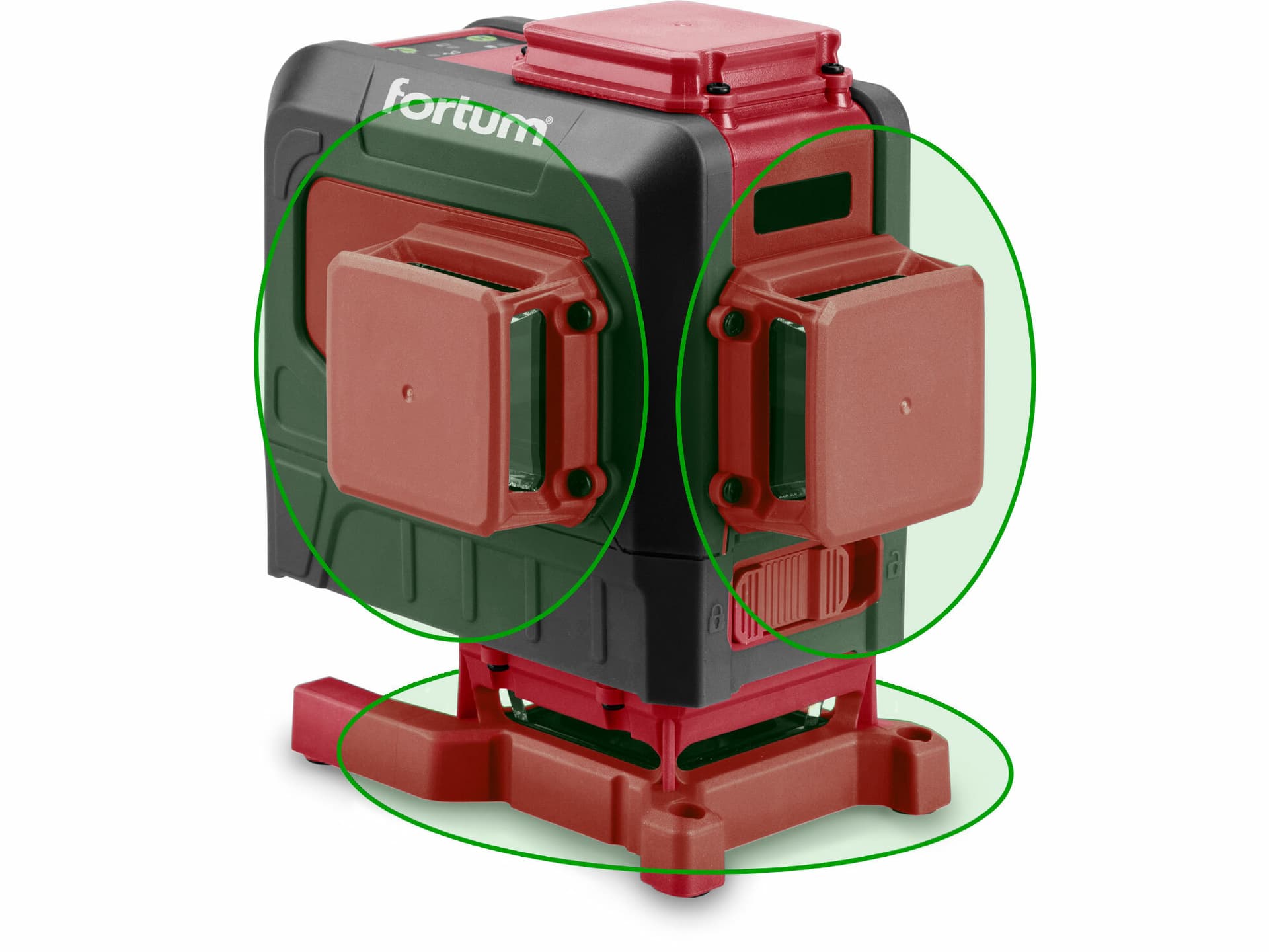 Laser liniový, křížový samonivelační, zelený, 3D (3x360°), Li-ion akumulátor, USB nabíjení