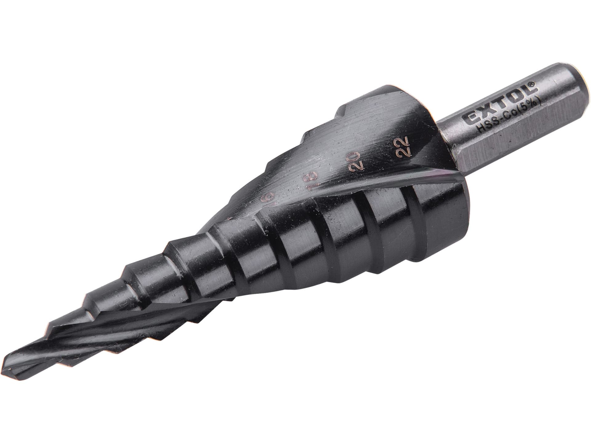 Vrták stupňovitý kobaltový, ø4-22mm / 2mm, 10 průměrů
