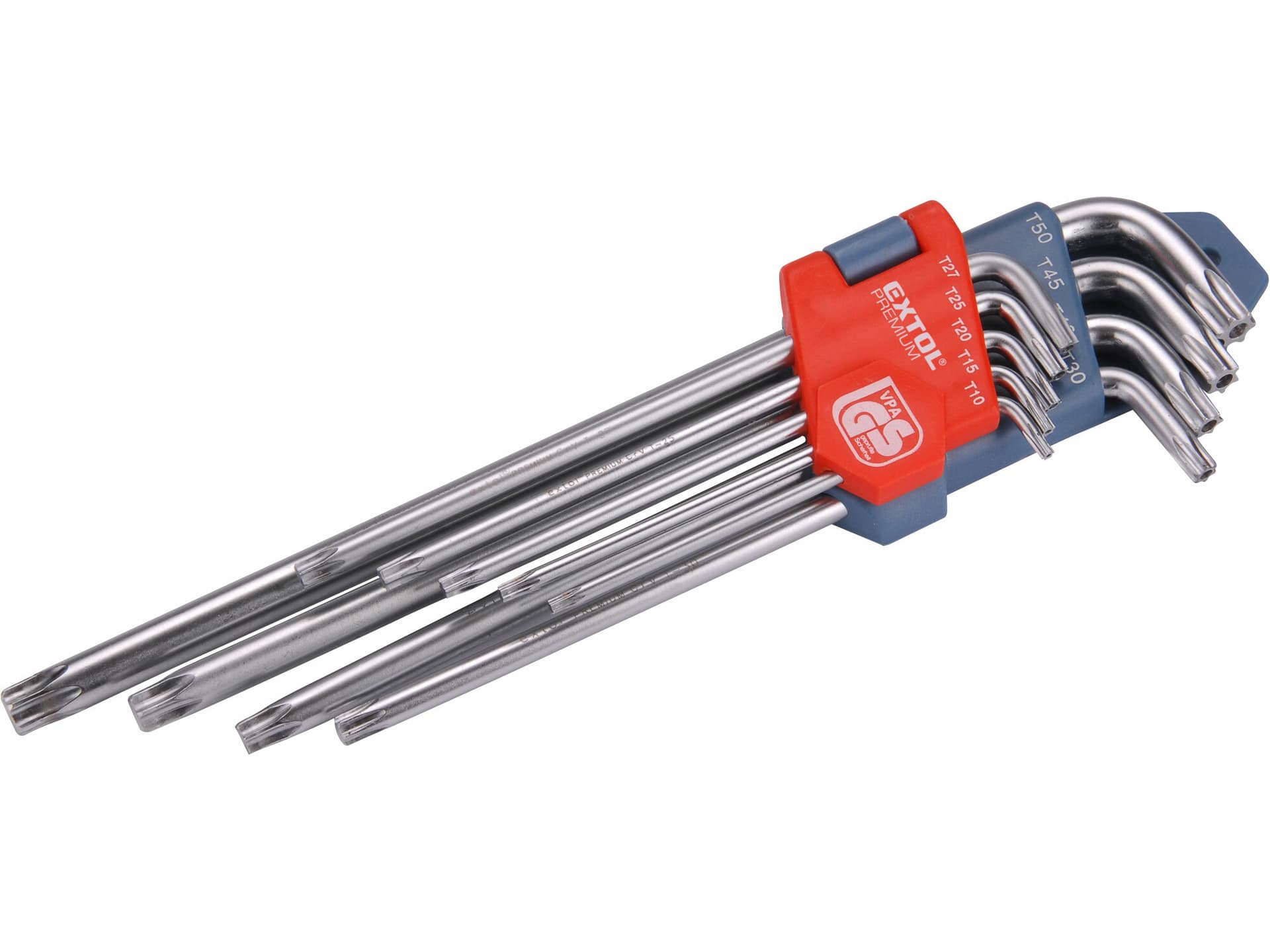 Klíče Torx s dírkou prodloužené, 9-dílna sada, T10-50, Cr-V