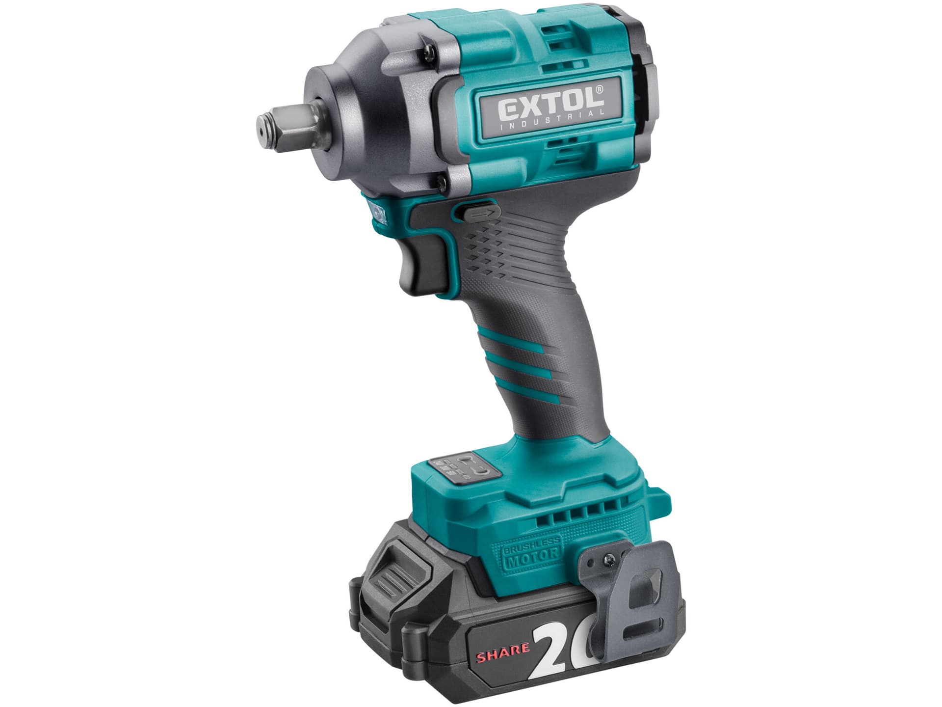 Utahovák rázový aku Share20V, 1/2", 1x 2Ah, 500Nm, bezuhlíkový motor