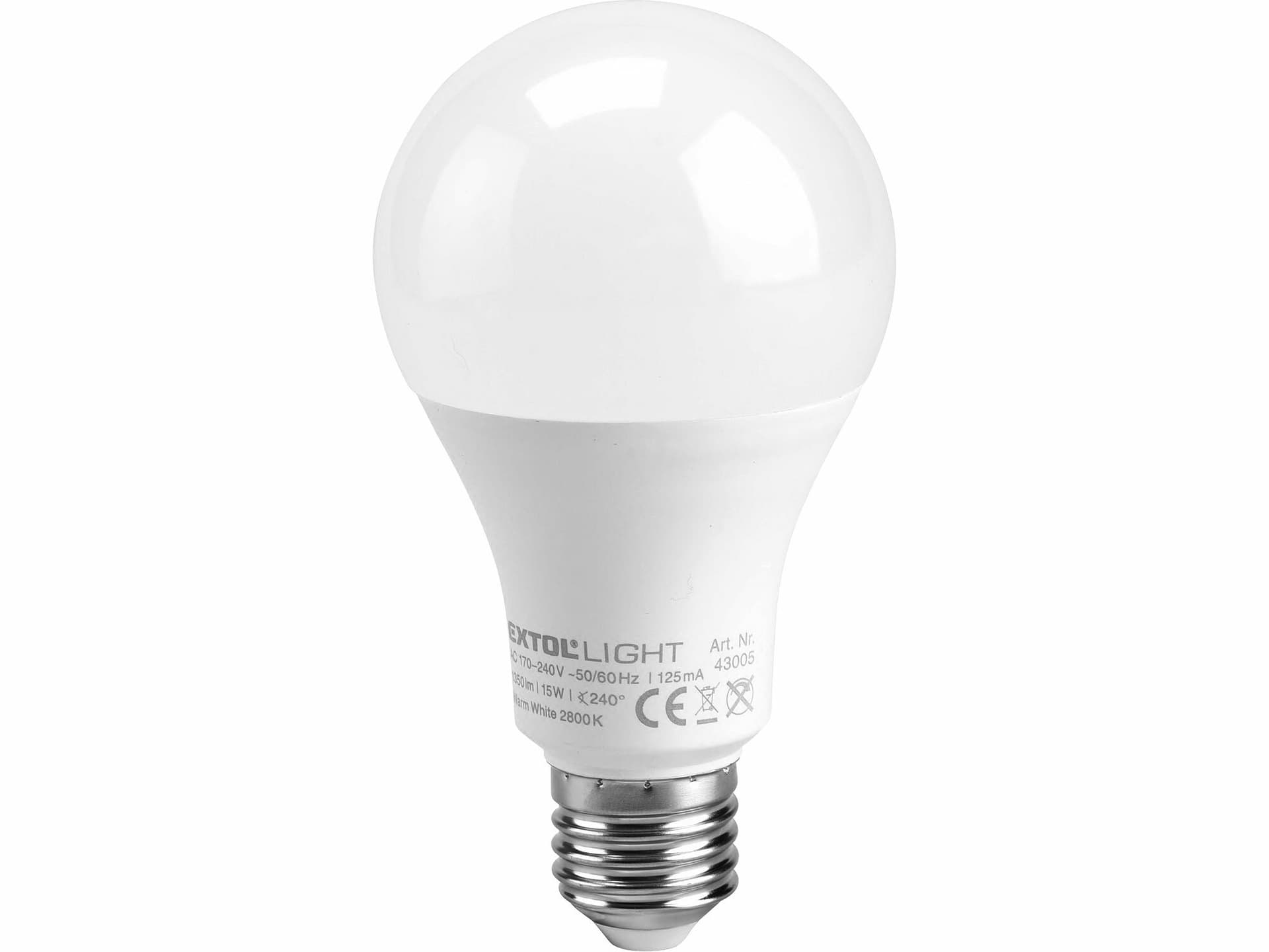 Žárovka LED, 15W, 1350lm, E27, Ø60mm