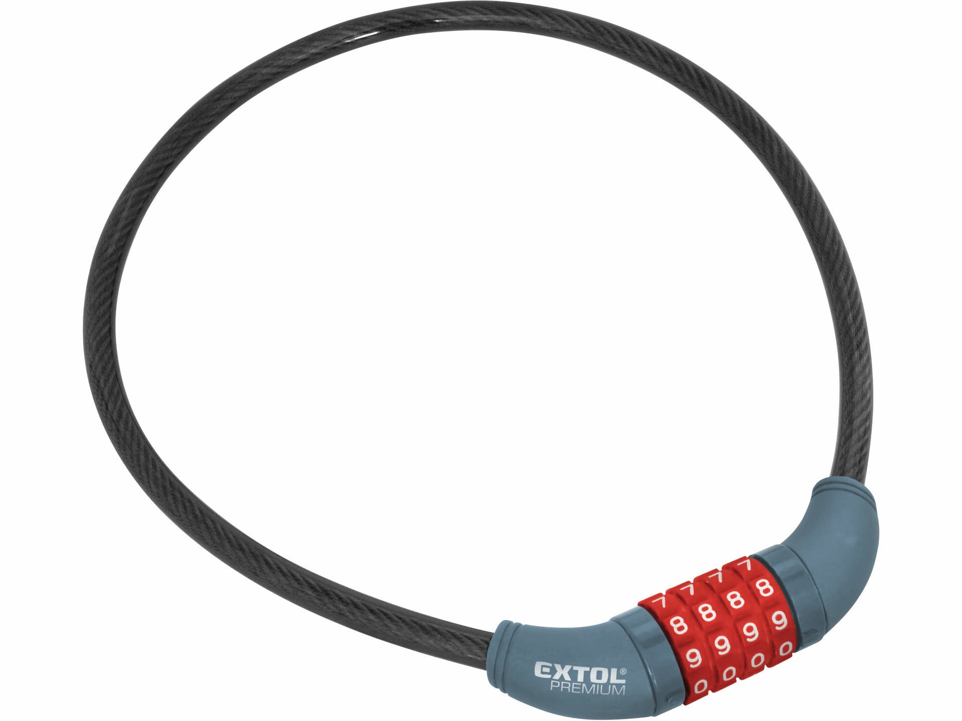 Zámek na kolo číselný kód, Ø10mmx650mm, 4-místní kód