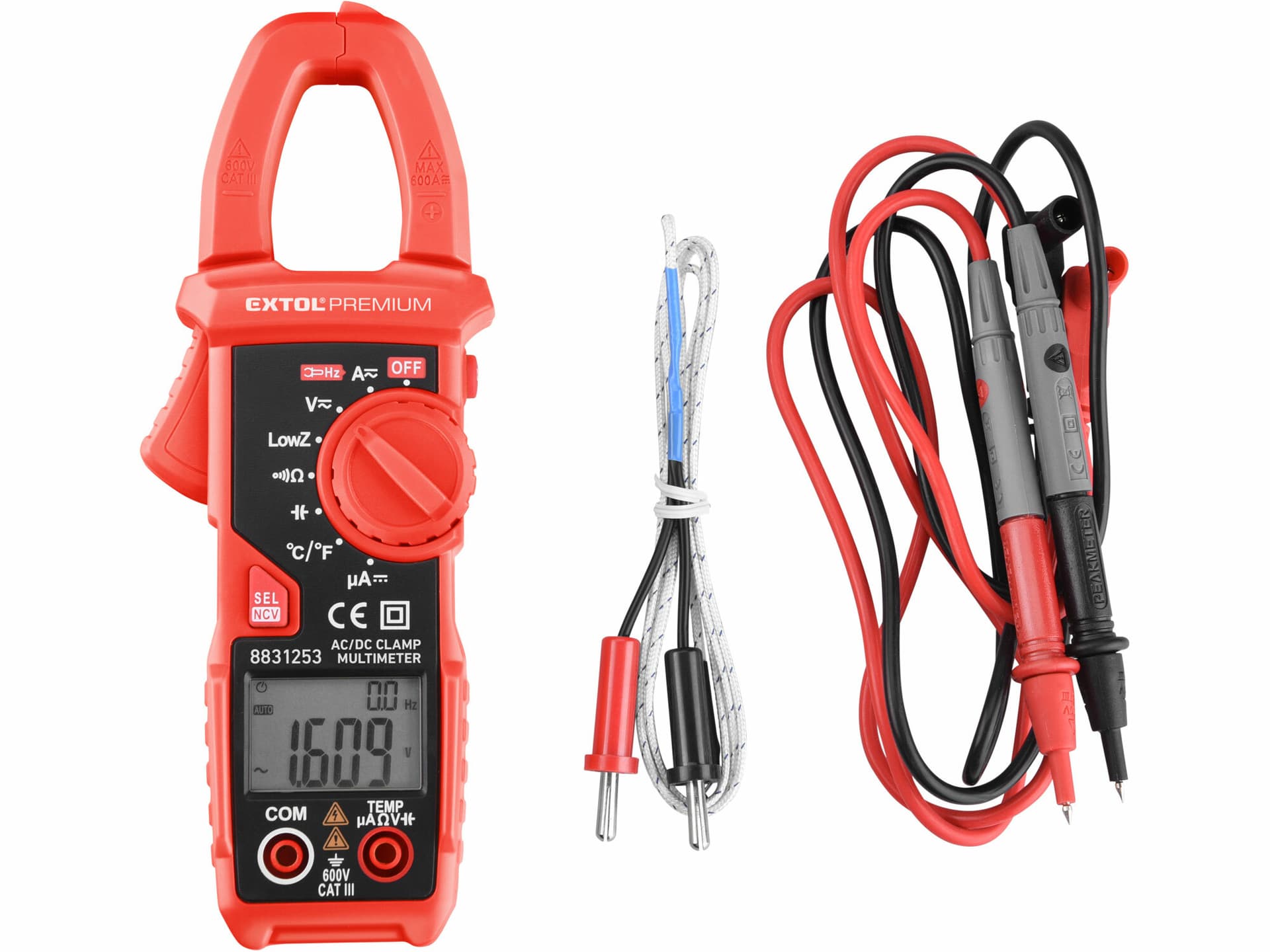 Multimeter kleštový s automatickou volbou rozsahů, True RMS