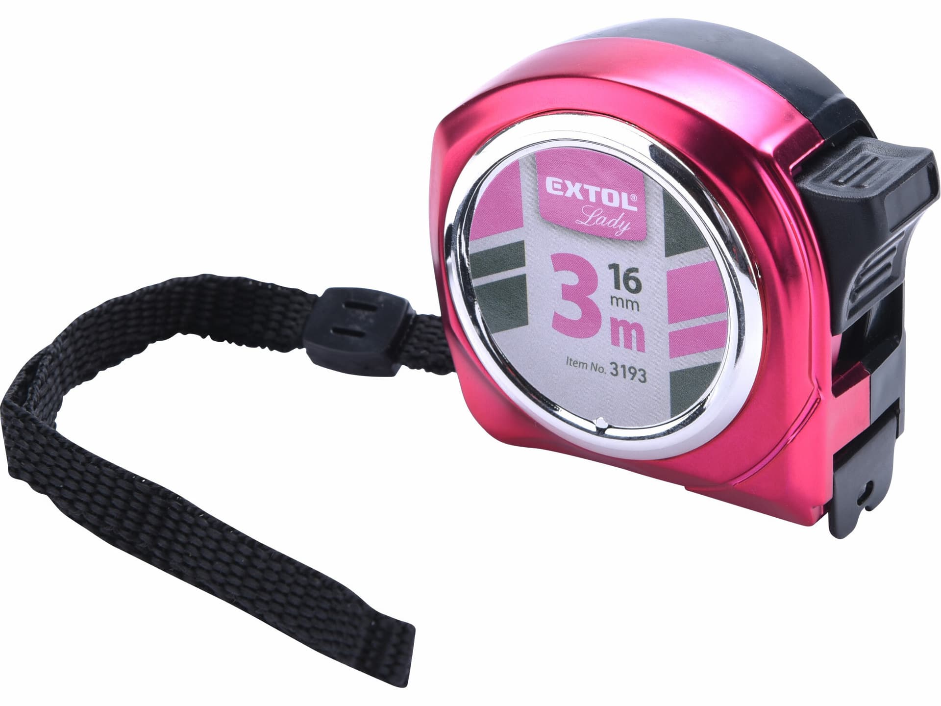 Metr svinovací růžový, 3m/16mm, 1brzda