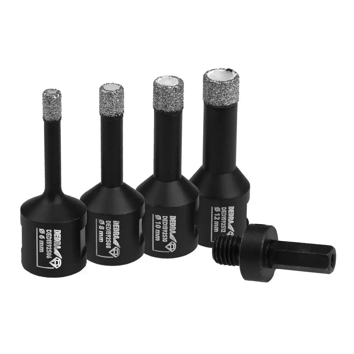 Souprava diamantových korunových vrtáků6,8,10,12mm,HEX adaptér