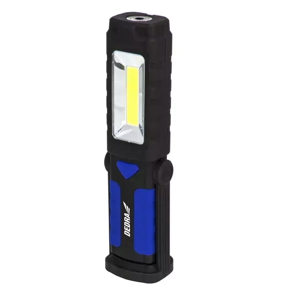 Baterka 3 W COB LED + 1 W LED, podélná s podstavcem, s baté