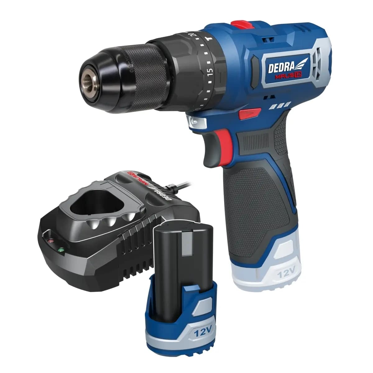 Sada 12V DED7331 vrtačka-stříkačka+DED7302 nabíječka+DED7320 2,0Ah