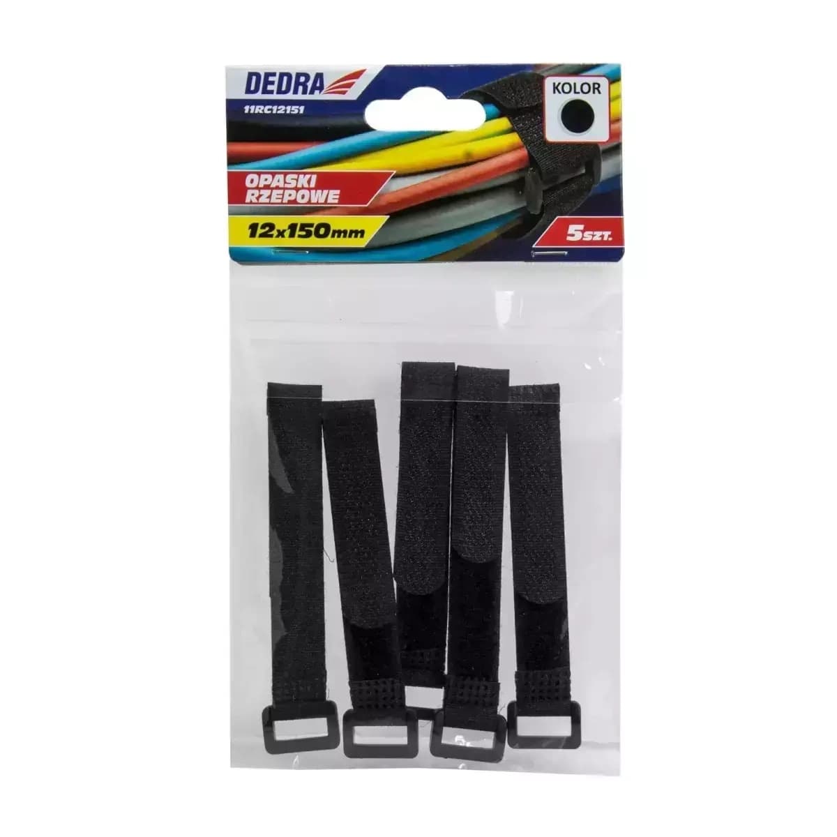 Stahovací pásky na suchý zip 12x150mm, černé 10 ks